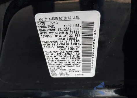 2013 Nissan Rogue S z USA, uszkodzony, nr VIN JN8AS5MT5DW031641